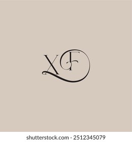XF letter elegant and luxury style dinamyc curvy initial concept monogram wedding logo