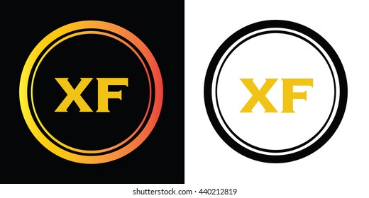 XF letters icon design template elements in abstract background logo, design identity in circle, alphabet letter