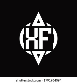 XF Logo with circle rounded combine triangle top and bottom side design template