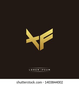 XF Logo Letter Initial Logo Designs Templete with Gold and Black Background