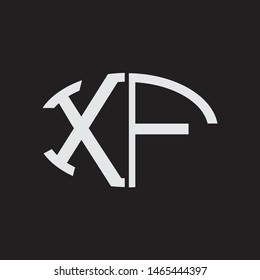 XF Logo letter oval monogram design template with black and white colors