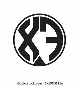XF Logo monogram circle with piece ribbon style on white background