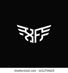 XF logo monogram emblem shape with wings style ribbon design template