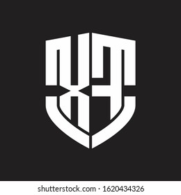 XF Logo monogram with emblem shield shape design isolated on black background