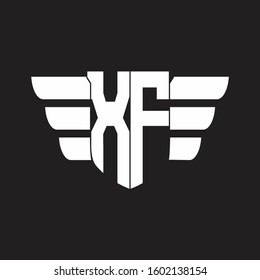 XF Logo monogram with emblem and wings element design template