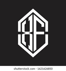 XF Logo monogram with hexagon shape and outline slice style with black and white