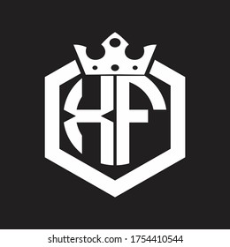 XF Logo monogram rounded by hexagon shape with crown design template