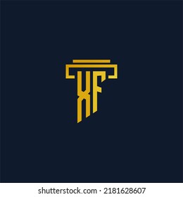Logo inicial de XF monograma para la firma de abogados con diseño de hitos