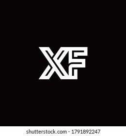 Logo de XF en monograma con plantilla de diseño de línea abstracta