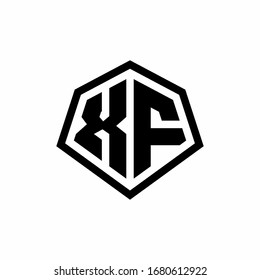 XF-Monogramm-Logo mit sechseckiger Form und abgerundeter, abgerundeter Design-Vorlage einzeln auf weißem Hintergrund