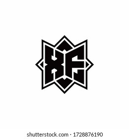 XF monogram logo with square rotate style outline design template