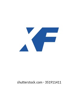XF negative space letter logo blue