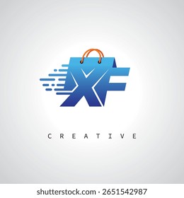 XF Shopping Monogram – Fast Delivery E-commerce Logo with Bag Icon and Digital Branding for Online Store, Retail and Logistic Identity

