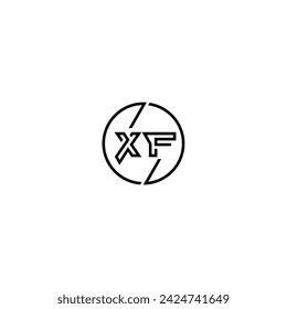 Logo y círculo del concepto del contorno simple del XF del diseño inicial del fondo blanco y negro