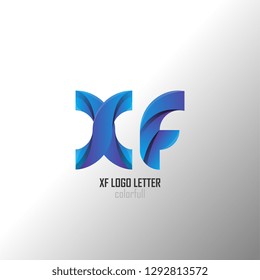xf x f circle lowercase design of alphabet letter combination with infinity suitable as a logo for a company or business - Vector