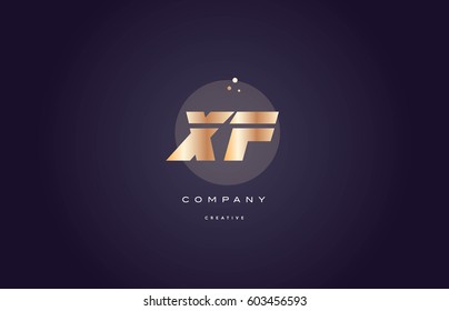 xf x f  gold yellow golden metal metallic bold luxury product modern creative gradient alphabet company logo design vector icon template
