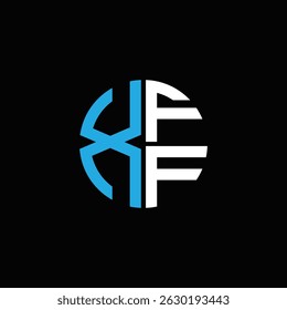 Logotipo XFF ícone XFF monograma XFF letra minimalista Círculo plana Design de logotipo abstrato moderno exclusivo.
