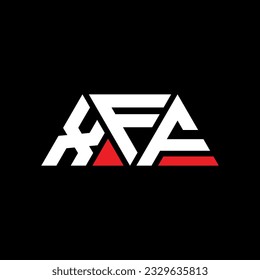 XFF triangle letter logo design with triangle shape. XFF triangle logo design monogram. XFF triangle vector logo template with red color. XFF triangular logo Simple, Elegant, and Luxurious design.
