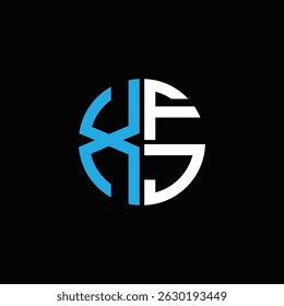 XFJ logo XFJ icon XFJ monogram XFJ letter minimalist Circle flat Unique modern abstract logo design.
