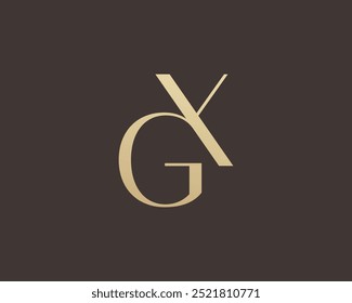 Diseño de icono de logotipo de letra XG o GX. Monograma de las iniciales de lujo de estilo clásico.