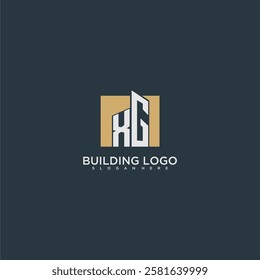 XG initial letter building logo for real estate with square design