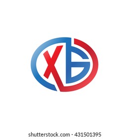 XG initial letters looping linked ellipse logo red blue