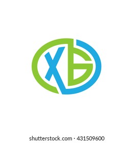 XG initial letters looping linked ellipse logo blue green