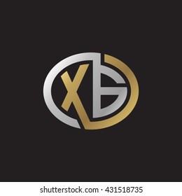 XG initial letters looping linked ellipse elegant logo golden silver black background