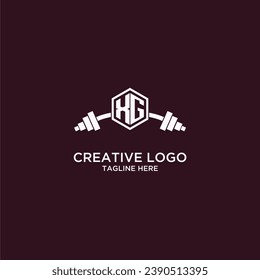 XG initial monogram for fitnes or gym logo with creative shield and barbell design