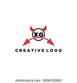 XG initial monogram for fitnes or gym logo with devil style design