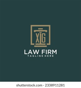 XG initial monogram logo for lawfirm with pillar design in creative square