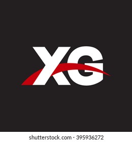 XG initial overlapping swoosh letter logo white red black background
