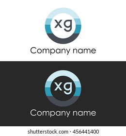 XG letter circle shape icon logo white blue