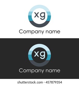 XG letter circle shape icon logo white blue