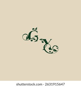 XG letter concept of elegant beautifull wedding organic logo with monogram and leaf