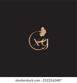 Logotipo de línea inicial de la letra XG concepto de boda de monograma floral de círculo moderno
