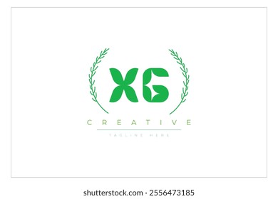 XG letters eco logo with leaf. Fresh nature and healthy leaf logo design.