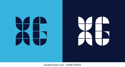 Diseño del logotipo de XG con forma de azulejo. Diseño de Ilustración vectorial minimalista y moderno adecuado para negocios o marcas