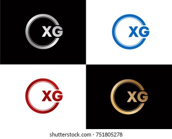 XG Logo. Letter Design Vector with Red and Black Gold Silver Colors