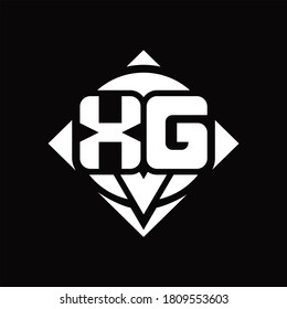 XG Logo monogram with circle shape and square rotate rounded design template on black background
