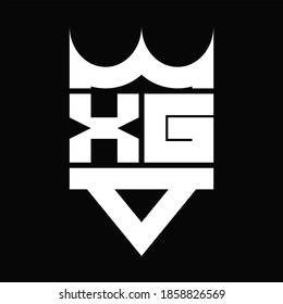 XG Logo monogram with crown shape isolated on Black background