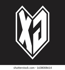 XG Logo monogram with emblem line style isolated on black background