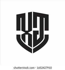 Monograma de logotipo XG con diseño de forma de escudo de emblema aislado en fondo blanco