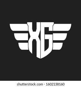 XG Logo monogram with emblem and wings element design template