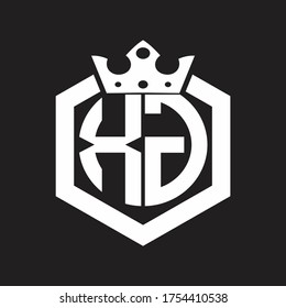 XG Logo monogram rounded by hexagon shape with crown design template
