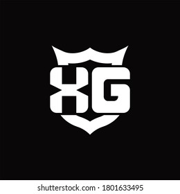 XG Logo monogram with shield around crown shape design template