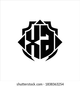 XG Logo monogram with shield line and 3 arrows shape design template on white background