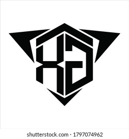 Monograma del logotipo XG con flecha de alas alrededor de la plantilla de diseño sobre fondo blanco