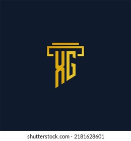 Logotipo inicial XG monocrograma para la firma de abogados con diseño de hitos