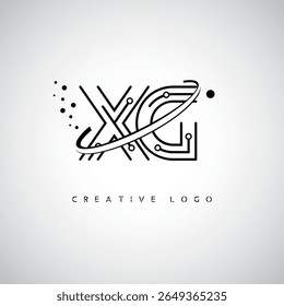 XG Orbit Monogram Logo - Futuristic Minimal Letter mark with Circular Line Art, Tech-Inspired Dots and Space Motion Concept for Modern Branding Identity (Logotipo de Monograma de Órbita XG - Marca de Letra Mínima Futurista com Linha de Arte Circular, Pontos Inspirados na Tecnologia e Conceito de Movimento Espacial para Identidade de Marca Moderna)